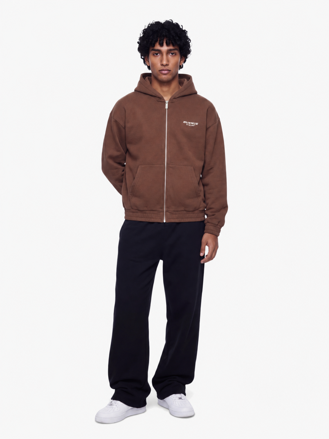 Coffee Brown Zip-Hoodie