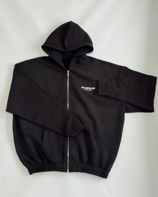 Jet Black Zip-Hoodie