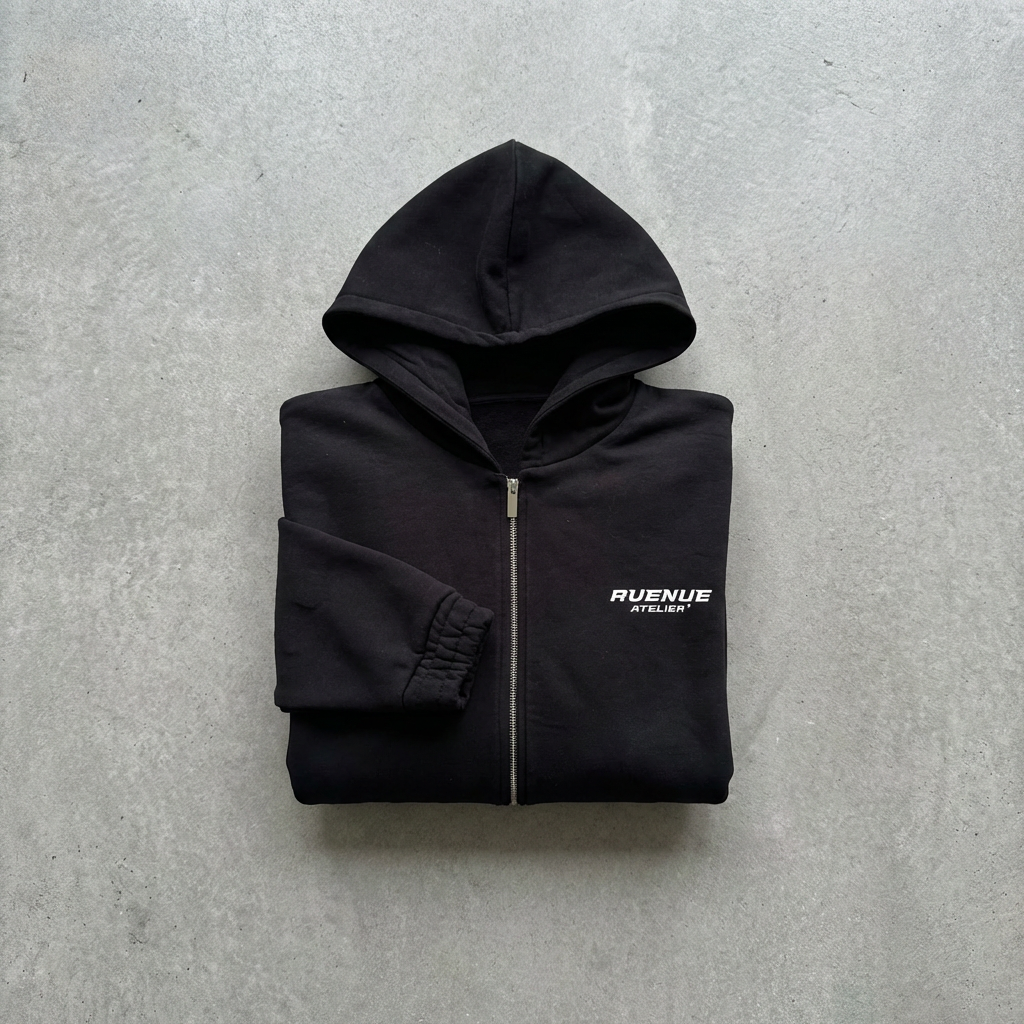 Jet Black Zip-Hoodie