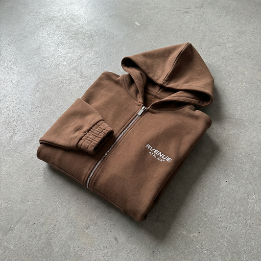 Coffee Brown Zip-Hoodie