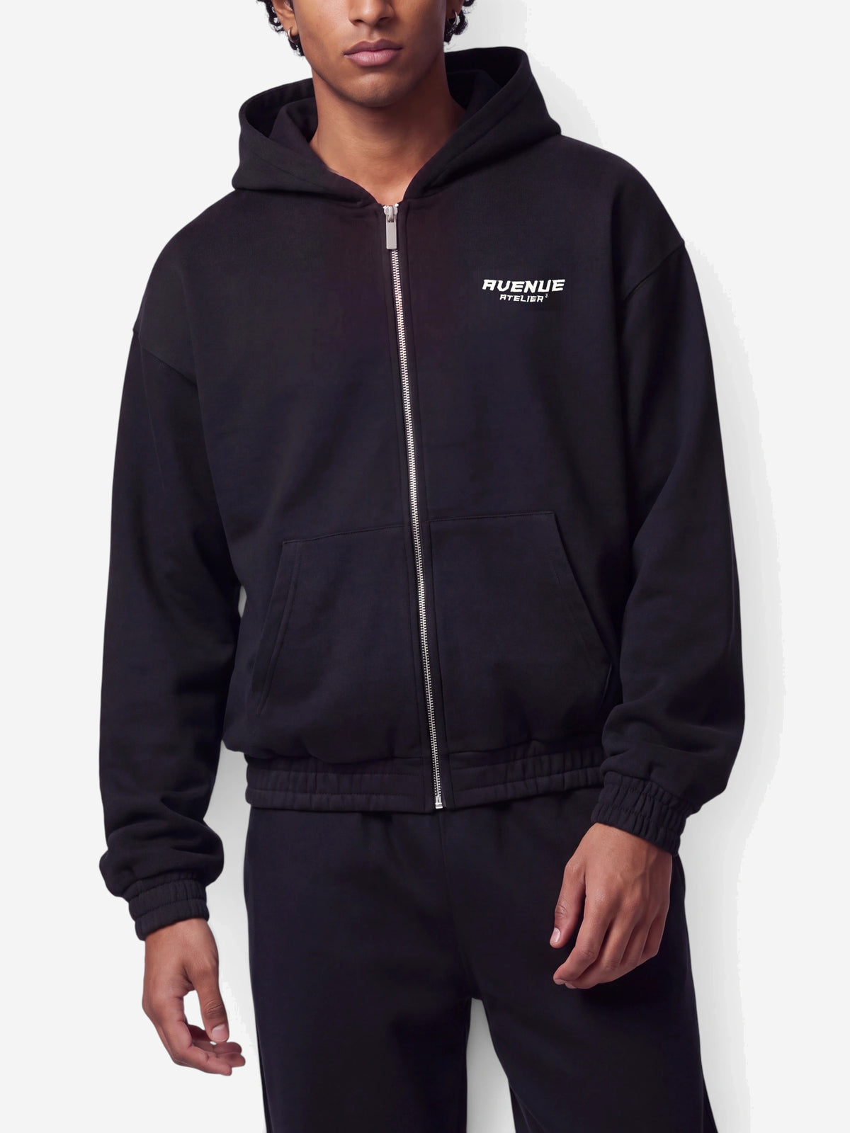 Jet Black Zip-Hoodie